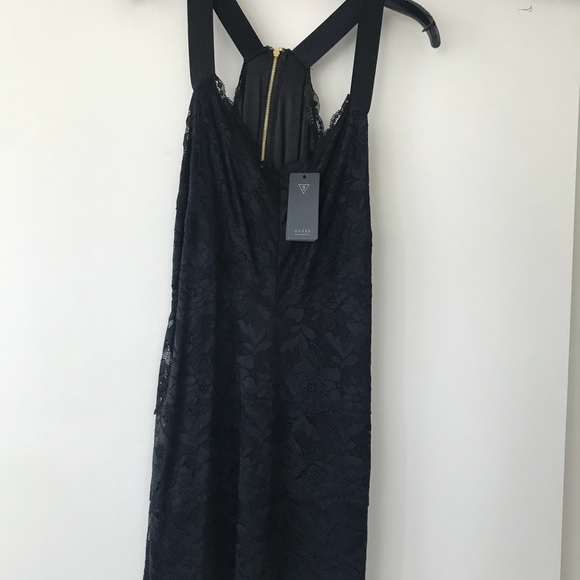GUESS NWT LBD Jessica Black Lace Dress Open Back - Picture 7 of 8